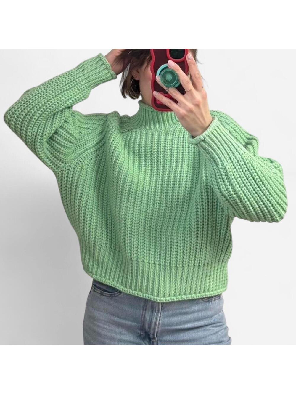 Light Green H&M Chunky Knit Sweater